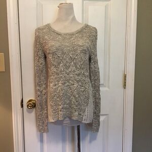 WOMEN'S RED CAMEL PULLON SWEATER SZ M LOOSE KNIT LACE DETAIL